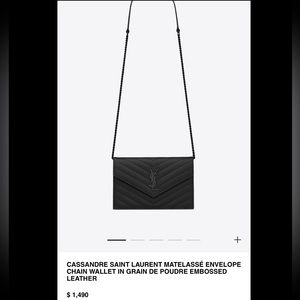 CASSANDRE SAINT LAURENT MATELASSÉ ENVELOPE CHAIN